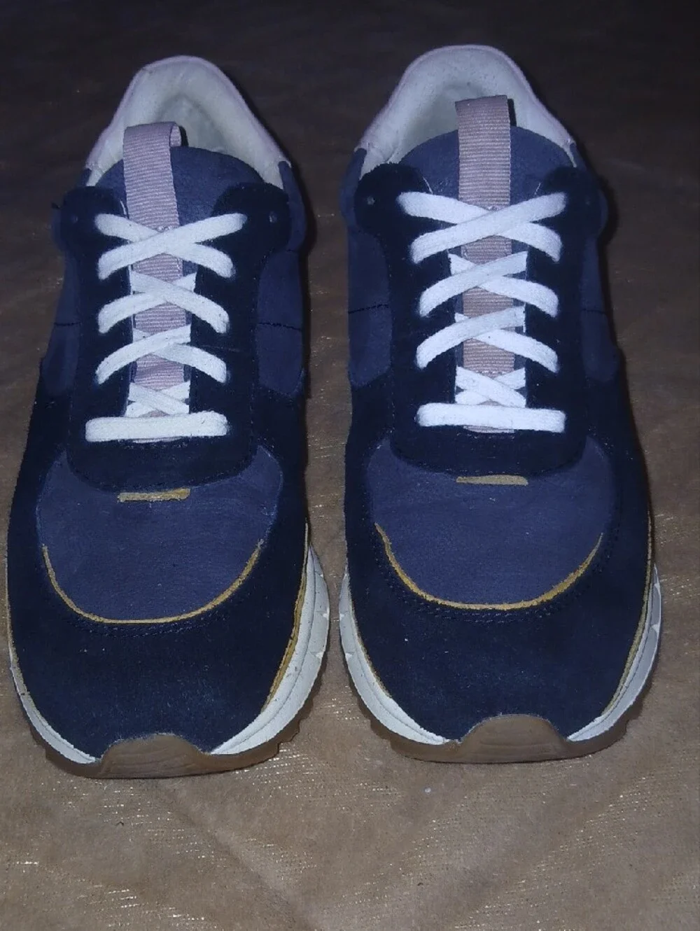 Madewell Unisex Navy Sneakers with Pink Heel and Tan Trim Sz: W 7 M 5.5